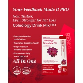 FOODOLOGY Coleology Drink Mix PRO (15days) - Daily Pomegranate Water Mix with Coleus Forskohlii, Banaba Leaf, FOS & Ginkgo – Refreshing Wellness Drink for Body Balance