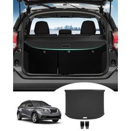 Powerty Cargo Cover Compatible with Nissan Kicks 2018 2019 2020 2021 2022 2023 2024 Trunk Cover Accessories Retractable Rear Trunk Security Cover Shielding Shade Black