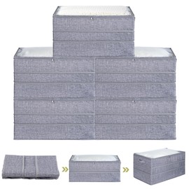 STORAGEIDEAS Storage Bags with Clear Cover, 5-Pack Expandable Clothes Storage Bins Foldable Closet Organizers with Durable Handles & Zipper for Blanket, Comforters, Bed Sheets, Pillows, Toys, Grey