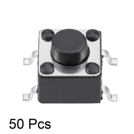 uxcell 6x6x5mm Momentary Panel PCB Surface Mounted Devices SMT Mount 4 Pins Push Button SPST Tactile Tact Switch 50PCS