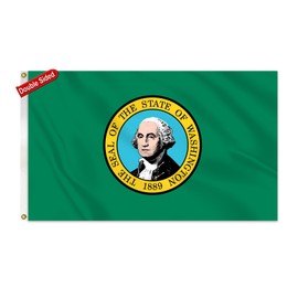 Washington Flag 2x3Ft Double Sided Heavy Duty 3 Ply Durable Banner WA State Flag 150D Polyester Garden Yard Sign Outdoor Decor (Washington)