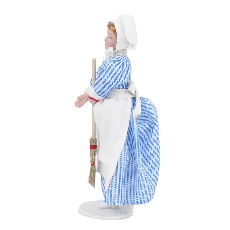 Dollhouse Miniature Porcelain Doll Model Ornament Doll Chef Man Servant