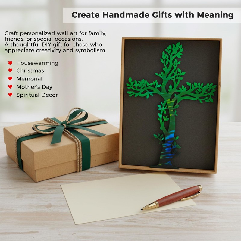ATYUSVIC Tree of Life Resin Mold with Cross, Holographic Epoxy