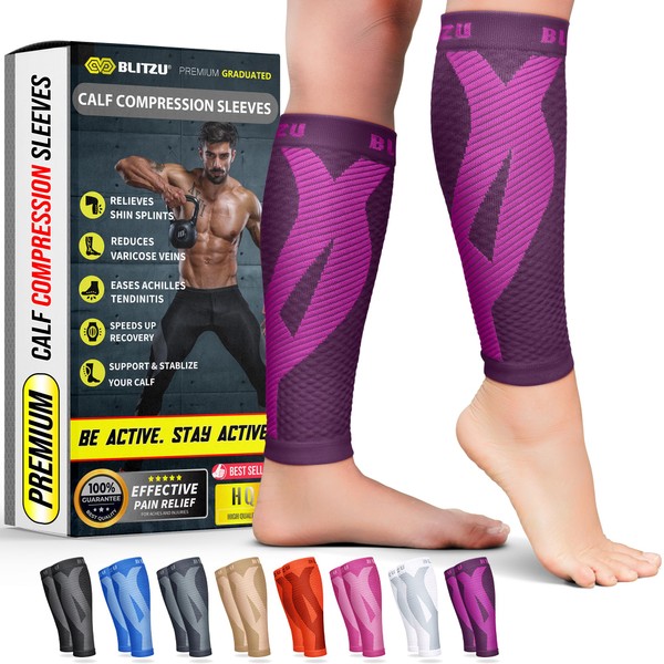 BLITZU Calf Compression Sleeve for Women and Men, Shin Splint