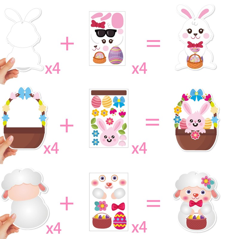 Plusupon 72 PCS Easter Crafts for Kids, Easter Craft Cards