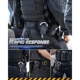 Handcuff Case Quick Release to Handcuffs, Molle Handcuff Pouch Fit Chain/Hinged/Folding Cuffs, Open Top Handcuffs Holder for Duty Belt/Police Vest, Cuff Case for Law Enforcement, Secure Attachment