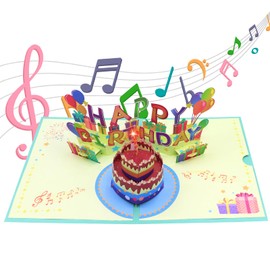 Geburtstagskarte, Geburtstagskarte mit Musik, Geburtstagskarten zum Geburtstag mit Umschlagn Lichtern Blowable LED Licht Kerze Happy Birthday Geburtstagskarten für Frauen, Mädchen, Männer und Kinder