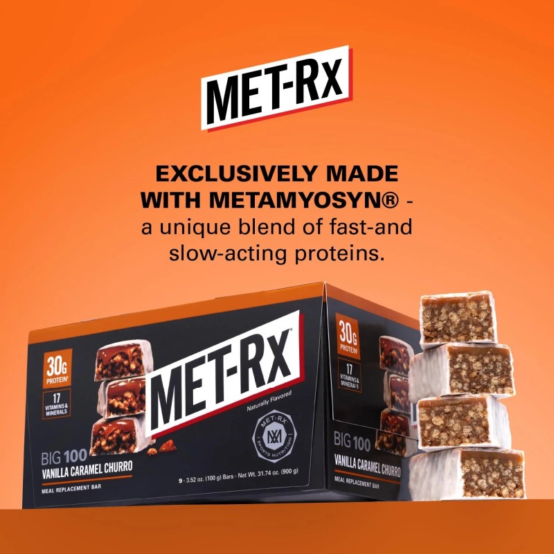 Met-Rx Big 100 Colossal Protein Bars, Vanilla Caramel Churro Meal