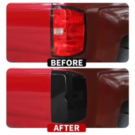 JeCar Taillight Trim Covers Smoked Brake Light Rear Lamp Guards Exterior Accessories Compatible with Chevy Silverado 2014-2018, Black