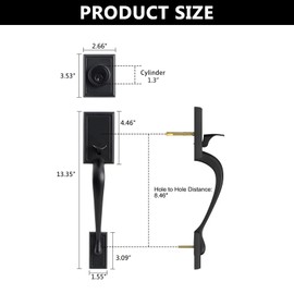 NeuType Front Door Lock Set Front Door Handle Door Locks with Deadbolt Door Handles Matte Black Front Entry Door Handle and Lock Set with Single Cylinder Deadbolt and Lever Handle