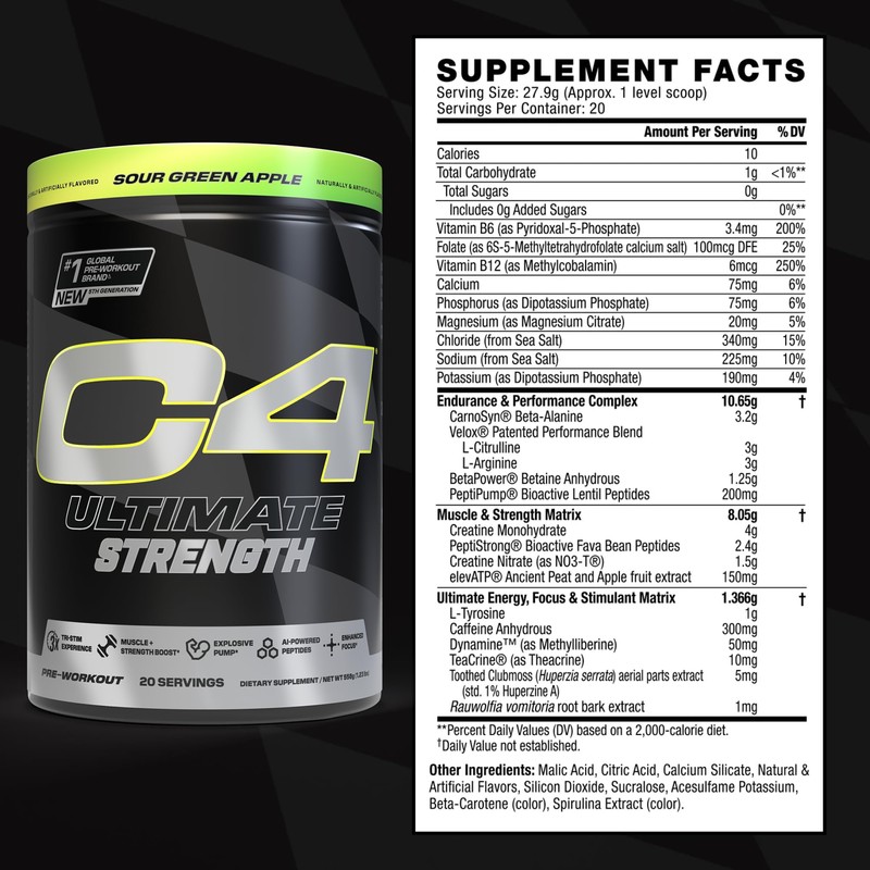 Cellucor C4 Ultimate Strength Pre Workout Powder - Tri-Stim Experience