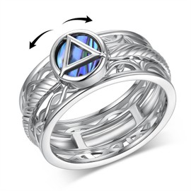 Tree of Life Sobriety Spinner Ring S925 Sterling Silver Alcoholics Anonymous Ring AA Symbol Recovery Jewelry Sobriety Gifts for Women, Size:8, Sterling Silver, abalone