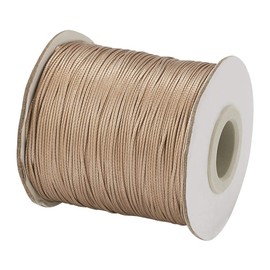 Craftdady Braided Waxed Cotton Cord with Spool 0.5mm Faux Leather Polyester Waxed Cord for Jewelry Crafts Macrame Beading Cord with Spool Burlywood
