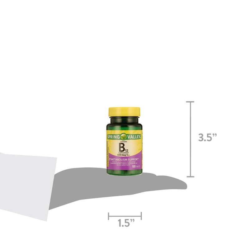 Spring Valley Vitamin B12 Tablets, 500 mcg, 100 Count