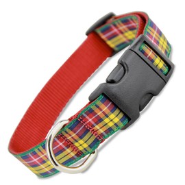 The Artful Canine Plaid Dog Collar, Buchanan Tartan, Medium Dogs 22-35 lbs (Collar: 3/4" Wide, 10' - 16" Long)