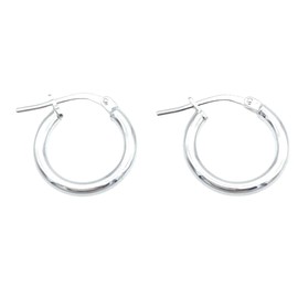 British Jewellery House Small Silver Hoop Sleeper Earrings | 925 Sterling Silver Hoops Earrings for Women, Girls Hypoallergenic Round Circle Plain Hinged Earrings, Women`s Girl`s Gift, White