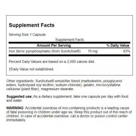 Swanson Sunactive Non-Irritating Iron 15 mg 90 Capsules