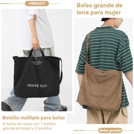Bolso Grande De Lona Para Mujer, Bolso De Hombro Informal Bolso De Trabajo Bolso Cruzado Con Múltiples Compartimentos, Hombro Ajustable, Adecuado Para Ir De Compras, Oficina Diaria, Viajar (Café-02)