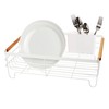Oggi Large Dish Drying Rack - White & Bamboo Dish