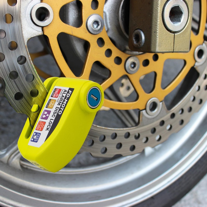 FD-MOTO Alarm Disc Lock & Reminder Cable Yellow Green