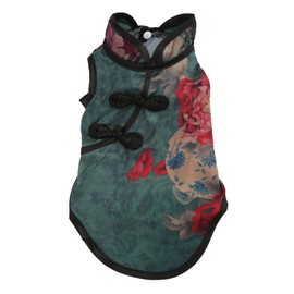 Pet Cheongsam Skirt Soft Exquisite Retro Peony Pet Chinese Style Skirt for Little Pets Rabbit ChinchillaXL