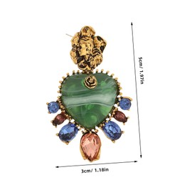 Ipetboom Heart Earrings Boho Heart Dangle Earrings Heart Tassel Drop Earrings Boho Jewelry Pearl Earings Pearl Hoops Earrings Rhinestone Earrings Green Earrings Dangle Boho Earrings Alloy