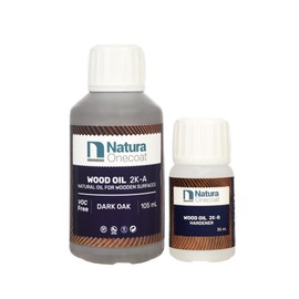 Natura Onecoat 2 Component Wood Stain Oil, 140 mL (4.73 fl oz), Dark Oak, Easy to Apply, Very Low Odor, Linseed Oil, Interior Furniture & Flooring, Dries Fast, VOC/Solvent Free, Durable Hardwax Oil