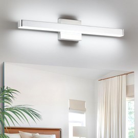 Liilokte LED Modern Bathroom Vanity Light Bar (24-Inch, Cool White 6000K), Modern Acrylic Bathroom Wall Lighting Fixtures Over Mirror, Chrome