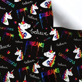 Birthday Wrapping Paper For Kids Girls Boys, Unicorn Design Dreams Gift Wrap Paper for Birthday Baby Shower, 6 Sheets Folded Flat 50x70 cm per sheet