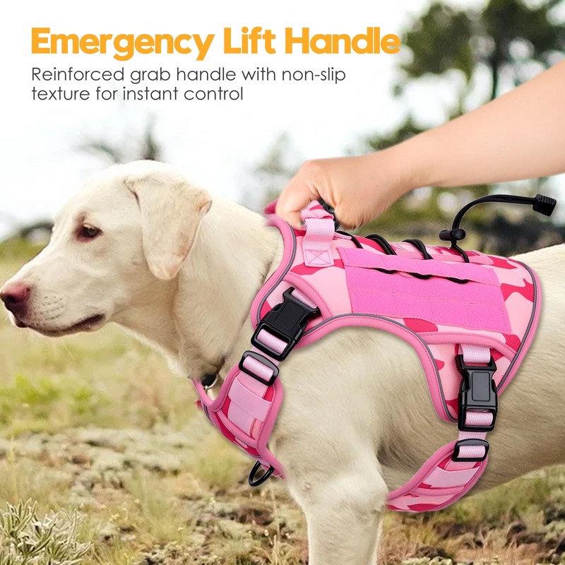 Heavy-Duty Tactical Dog Harness for Large Dogs, No Pull Adjustable