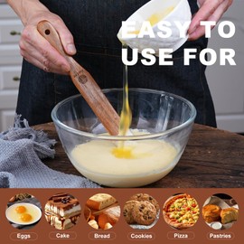 2 Pack Skinny Wooden Spurtle for Sourdough Starter, Mixing, Reaching Bottom of Jar, Dough Whisk, Long Handle Jar Spatula, Spurtles Kitchen Tools Teak Wood Kitchen Utensils kit for Baking, Cooking