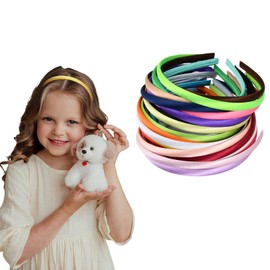 Pack of 30 Satin 1 cm Headbands, Satin Covered Headband, Simple Hair Band, DIY, Thin Satin Headbands, Plastic Hair Band, Plain Headband for Women and Girls