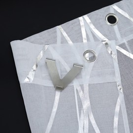CORLIF Roman Blind with Eyelets Curtains Kitchen Roman Curtains Transparent Eyelet Roller Blind Curtains with Wave Print Modern Voile Silver W x H 120 x 130 cm 1 Piece