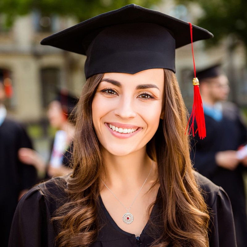 KINGWHYTE Compass Necklace with Birthstone Pendant 925 Sterling Silver, Go