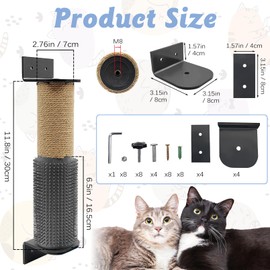 VCEPJH Cat Scratching Post for Crate Cage 2 Pack Wall Mounted Cat Scratcher Post with Self Groomer and Massager Sisal Crate Climbing Post for Indoor Kitten (11.8 x 2.76 in)