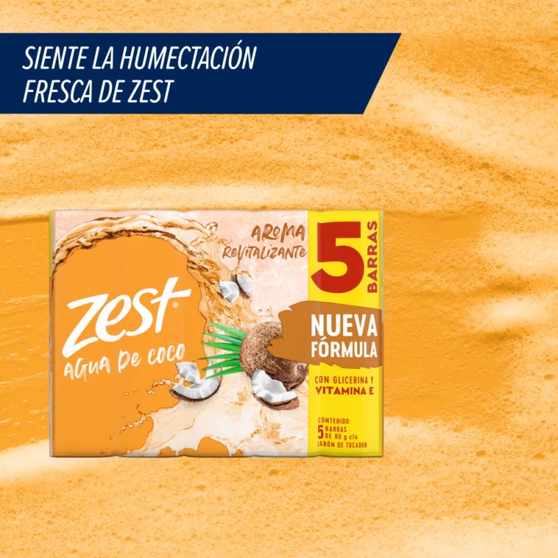 Zest Jabón Barra Agua Coco Agave 5x90