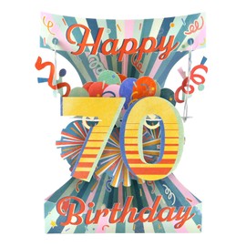 SANTORO Swing Card, 3D Pop Up Greeting Card - 70 - Happy Seventieth Birthday | Seventy | For Her, For Him, Birthday Celebration, Congratulations, BDAY, Party