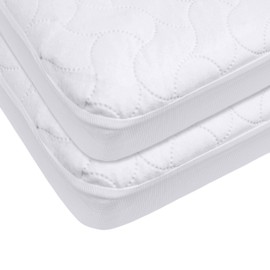 American Baby Company 2 Pack Waterproof Fitted Crib and Toddler Mattress Protector, Quilted Crib & Toddler Mattress Pad Cover, White, 52"x28"x9"