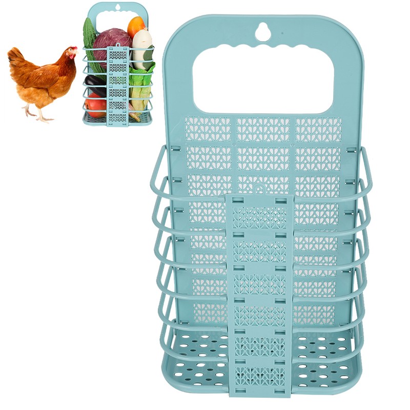 Foldable Chicken Vegetable Basket Cock Hen Fruit Hanging Feeder Feeding