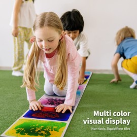 LONGKING 12" X 12" 4-Pack Sensory Floor Tiles for Activity Play Centers for Children, Liquid Tiles, Autism Sensory Poducts