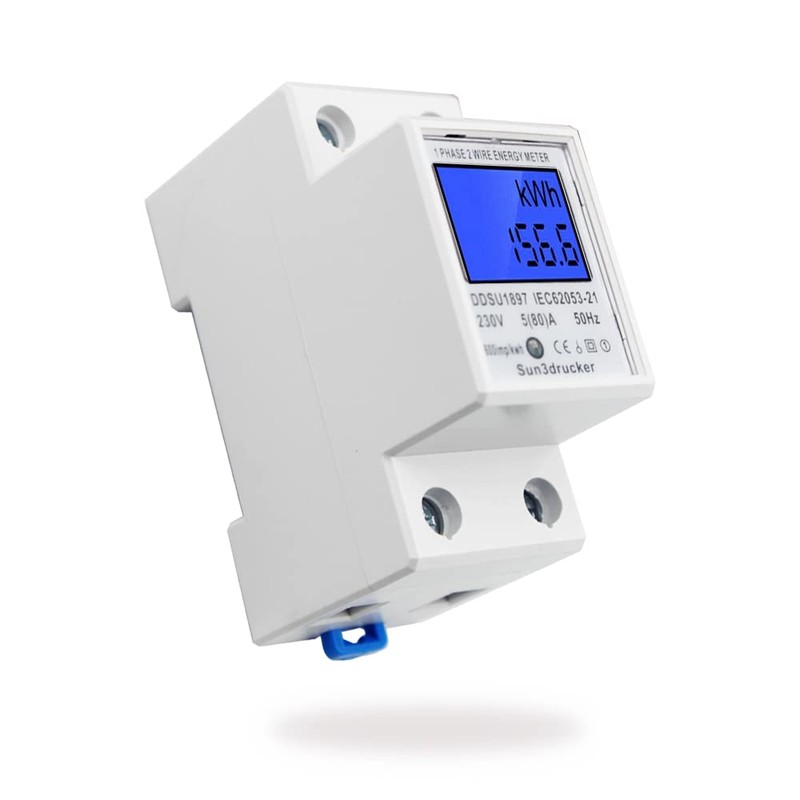 LCD Digital Electricity Meter AC Meter Hat Rail KWh Meter