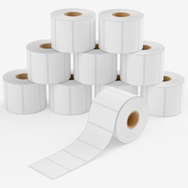 2x1inch Direct Thermal Label Paper for Barcodes 10 Rolls 10000 Labels, 1000 Labels Per Roll White, Compatible with Rollo Label Printer & Zebra Desktop Printers
