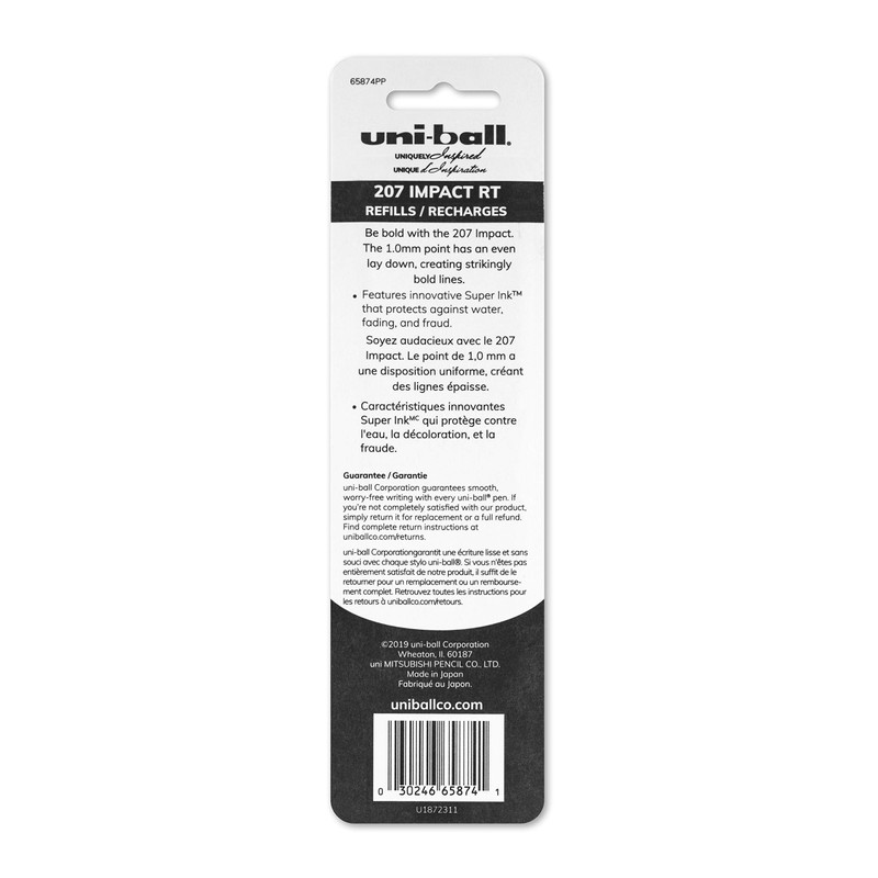 uni-ball 207 Impact RT Gel Pen Refills, Bold Point (1.0mm),