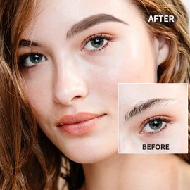 5 Pack Eyebrow Pencil Set with 4 Color Eyebrow Pen and 1Pcs Double-headed Black Eyeliner Mascara, Waterproof Long Lasting Liquid Brow Pen with Fork Tip Eyebrow Tattoo Eyebrow Makeup Kit