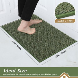 BEQHAUSE Kitchen Rugs 20"x32", Non-Slip Kitchen Mats for Floor, Super Absorbent and Stain Resistant Kitchen Rugs, Machine Washable Rugs for Kitchen, Hallway, Laundry & Sink, Green