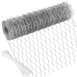 Chicken Wire 13.7 in x 393.7 in Poultry Wire Netting Hexagonal Galvanized Mesh Garden Fence Barrier for Pet Rabbit Chicken Fencing with 100 Pcs Cable Zip Ties