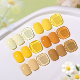 GAOY Pastel Yellow Spring Gel Nail Polish Set, 6 Colors Orange Soak Off UV Light Cure Gel Polish Kit for Salon and Nail Art DIY at Home