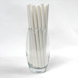 White Paper Straws (10mm x 200mm) - Pack Size 200 - FSC Certified/Food Safe/PFAS Free/Biodegradable/Eco-Friendly/Durable/Ideal for Milkshakes & Smoothies
