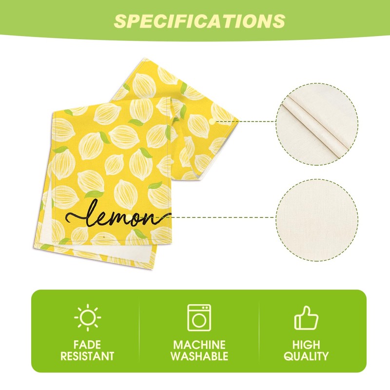 Yellow Leaves Lemon 210 GSM Summer Table Runner, Seasonal Kitchen