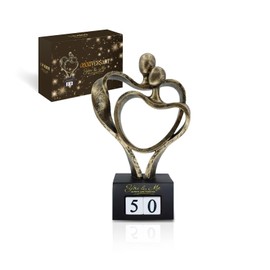 AWAIOY Wedding Anniversary Couple Gifts - Romantic Resin Heart Sculpture, Abstract Love Statue Decor for Her or Him, 1-99 Years Memorial Gift for Parents/Friends, Creative Home Decor